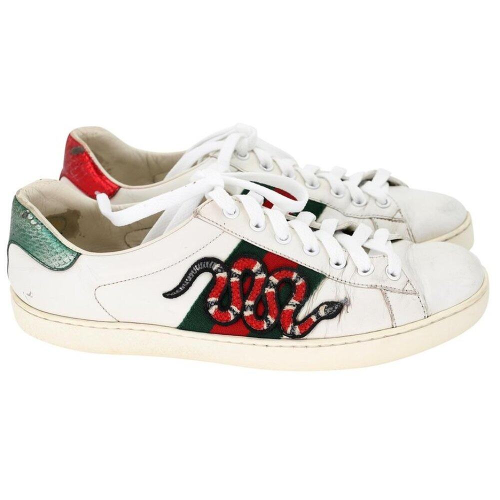 Gucci Ace Snake Embroidered 8.5 Leather Low-top Men's Sneakers GG-S0805P-0008 - Picture 6 of 12